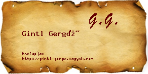 Gintl Gergő névjegykártya